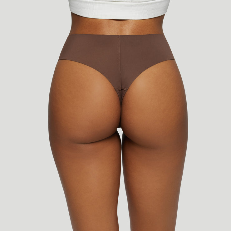 Jiv High Rise Thong Coffee